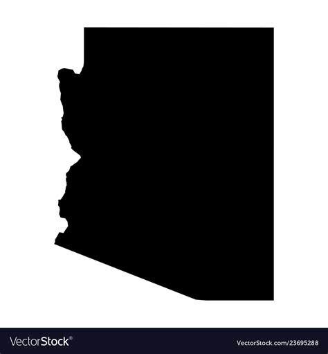 Arizona State Of Usa Solid Black Outline Map Of Vector Image | Images and Photos finder