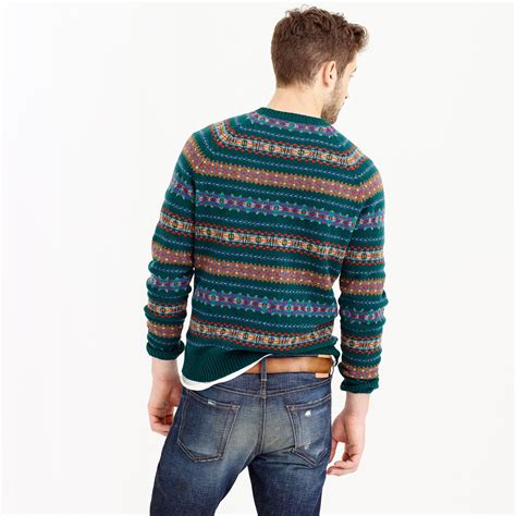 J.Crew Lambswool Fair Isle Sweater In Forest for Men - Lyst