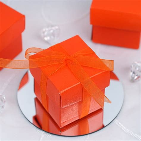 100 Pack | Orange 2" square 2 Pcs Favor Boxes | Wedding favor boxes, Treat gift, Wedding favors