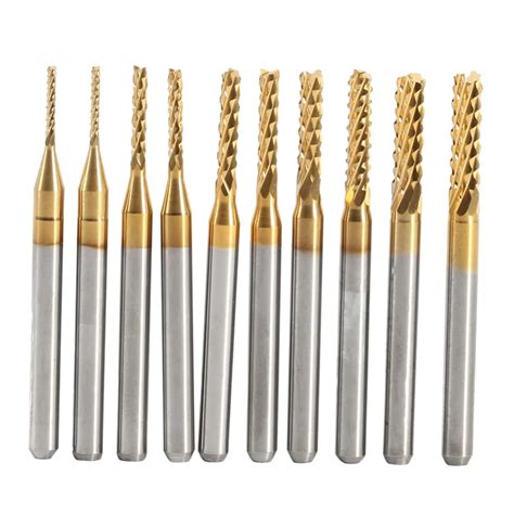 10pcs/Lot Titanium Coated End Mill Cemented Carbide CNC Milling Cutters ...