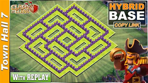 BEST TH7 Base with REPLAY | Town Hall 7 Hybrid/FARMING Base COPY LINK ...