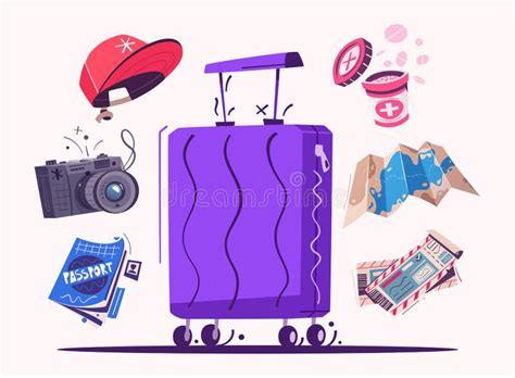 Travel Icons. Cartoon Vector Illustration Stock Vector - Illustration of concept, pills: 148500528