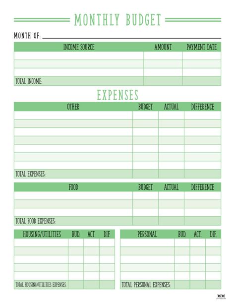 Monthly Budget Planners - 20 FREE Printables | Printabulls