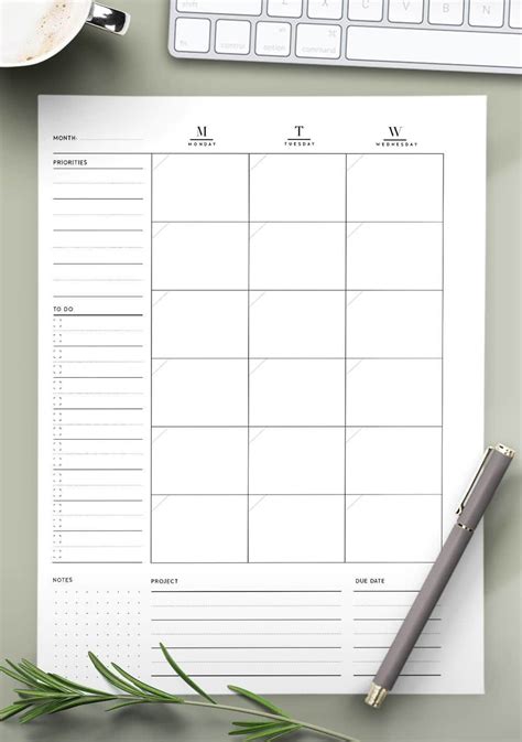 This gorgeous monthly planner printable comes with two pages and has a ...