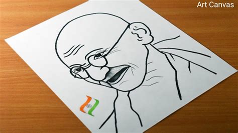 Mahatma Gandhi Drawing With Pencil Sketch Step by Step / lndependence ...