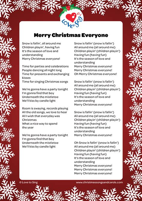 Merry Christmas Everyone Lyrics | Love to Sing