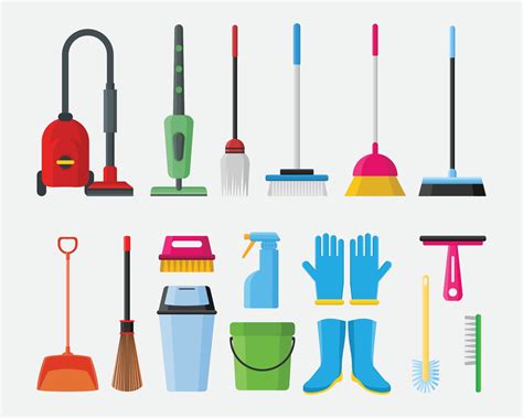 Cleaning service tools equipment object element vector illustration ...