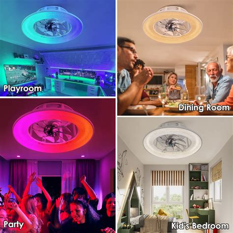 KAMLAM 22" Bladeless Ceiling Fan with RGB Color Changing Lights, Low Profile Quite 360Â ...