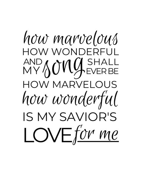 How Marvelous How Wonderful Lyrics Printable Hymn Lyrics Printable ...