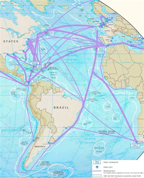 Atlantic Ocean major ports map - Ontheworldmap.com