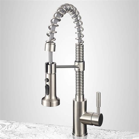 Kitchen Faucets Lead-Free Commercial Solid Brass Single Handle Single Lever Pull Down Sprayer ...