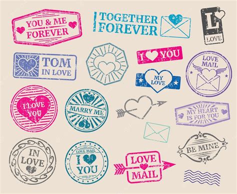 Premium Vector | Vintage postage stamps vector set. Romantic date, love ...