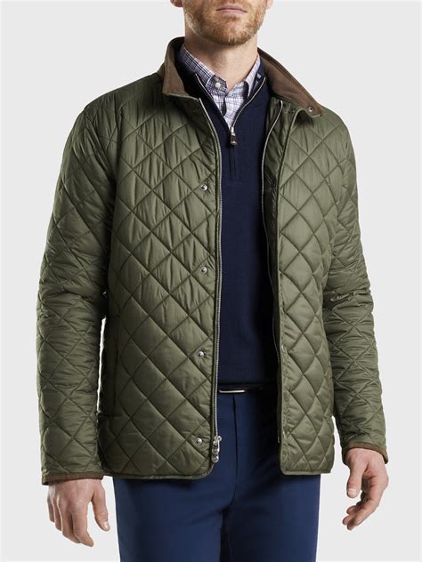 Peter Millar Crown Men's Suffolk Quilted Travel Coat - Saint Bernard