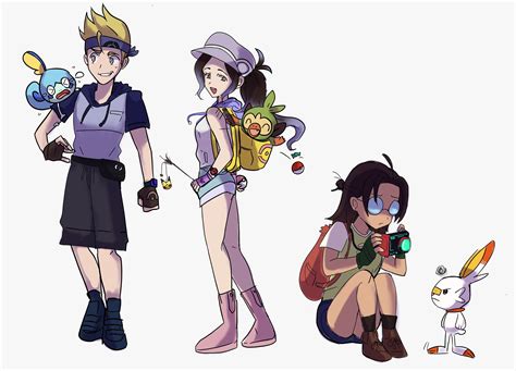 I drew my friends and I in the Pokémon art style! Guess which one is me ...