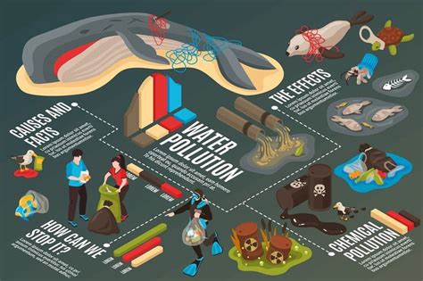 Water pollution infographics | Water pollution, Isometric design ...