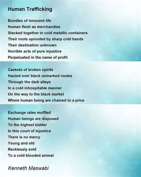 Human Trafficking - Human Trafficking Poem by Kenneth Maswabi