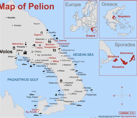 מפת פילון | Map of Pelion | Pelion, Greece map, Greece holiday