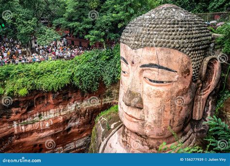 Close-up View of the Head of Leshan Giant Buddha in Leshan China Editorial Stock Image - Image ...