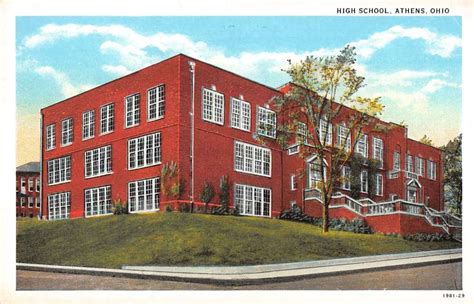 Athens Ohio High School Exterior Street View Antique Postcard K21506 ...