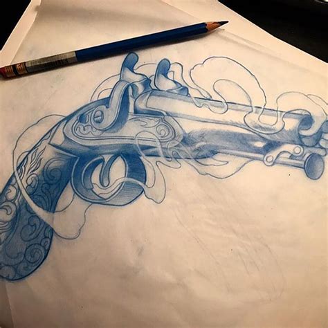 By Zimmo Lu. Toronto based tattoo artist. Instagram: zimmomomo_tattoo#flintlock #pistol for ...