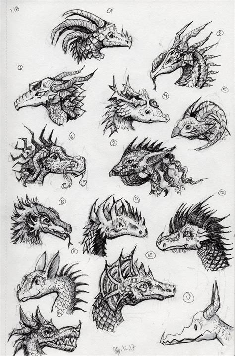 Dragon Head Pencil Drawings