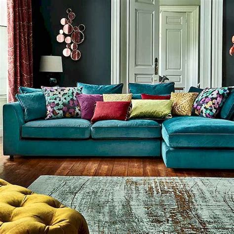 Gladecor | Corner sofa living room, Living room turquoise, Bohemian ...