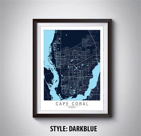 Map of Cape Coral FL Cape Coral Map Cape Coral Poster | Etsy