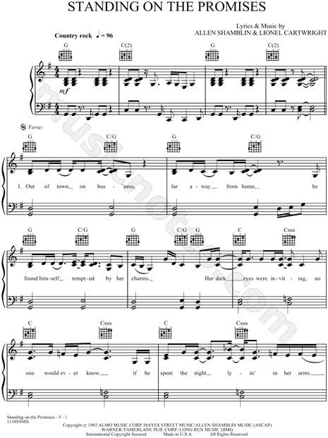 Allen Shamblin "Standing on the Promises" Sheet Music in G Major - Download & Print - SKU: MN0027346