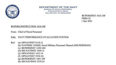 Navy Eval Instruction (BUPERS 1610.10) - FITREP & Eval Writing Guide