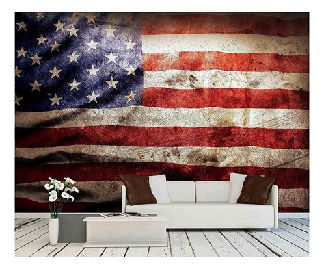 Wall26 Closeup of Grunge American Flag - Removable Wall Mural | Self-Adhesive Large Wallpaper ...