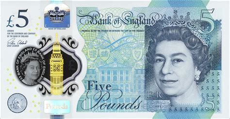 England New Fiver 5 Pound Sterling note 2016 Sir Winston Churchill ...