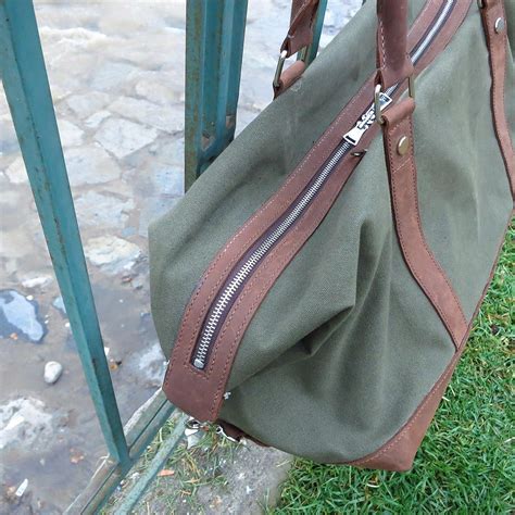 Weekender bag Green canvas & leather : r/Leathercraft