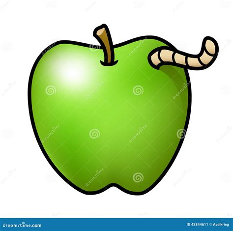 Apple With A Worm Stock Illustration - Image: 43844611