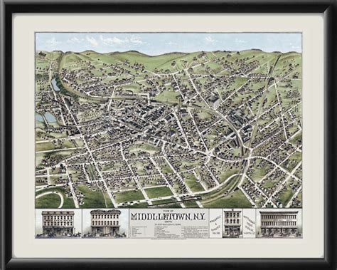 Middletown NY 1874 Restored Map | Vintage City Maps