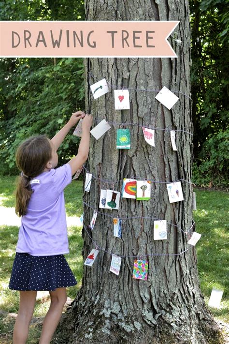 Kids use drawing prompts to fill a tree with drawings. A wonderful community project. | Forest ...