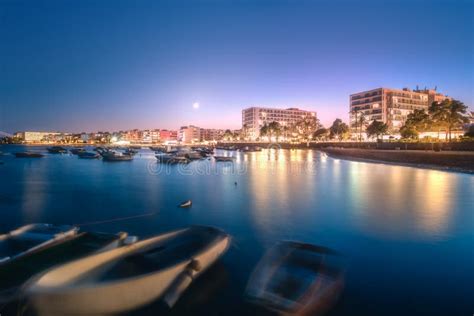 Sunset View of San Antonio Beach and Ibiza, Spain Stock Photo - Image ...