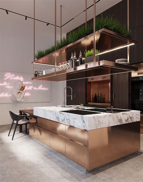 copper kitchen island | Interior Design Ideas