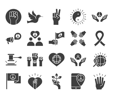 human rights day line icons set design included raised hand dove peace ribbon heart 2614707 ...