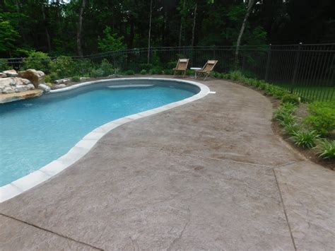 STAMPED CONCRETE | Inground pool landscaping, Concrete pool deck, Pool concrete