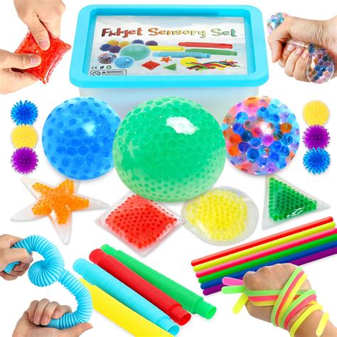 ZaxiDeel Sensory Toys for Autistic Children and Adults, Pack of 23 Fidget Toys - Pop Tubes, Bean ...