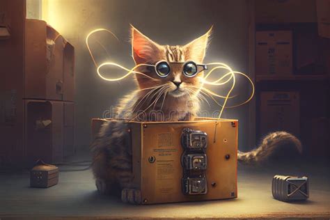 Schrodinger s cat in a box stock illustration. Illustration of ...