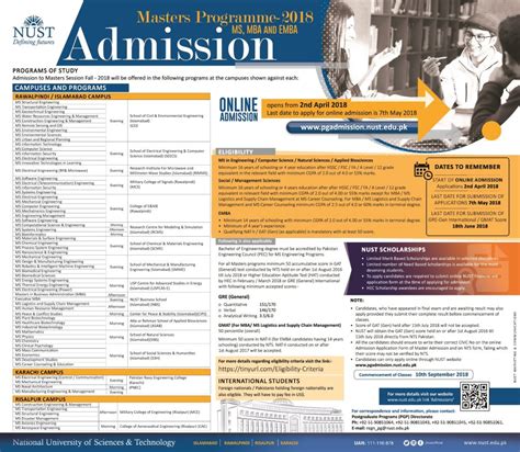 NUST University Islamabad Admission 2018 Last Date and Fee Structure