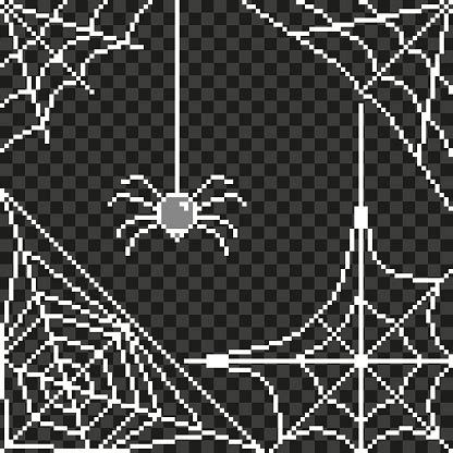 Pixel Spider Web Frame Detailed Illustration Isolated Vector Stock ...