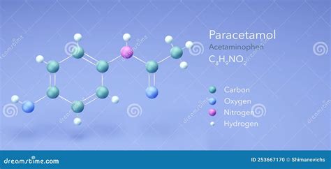 Paracetamol, Acetaminophen, Molecular Structures, 3d Rendering ...