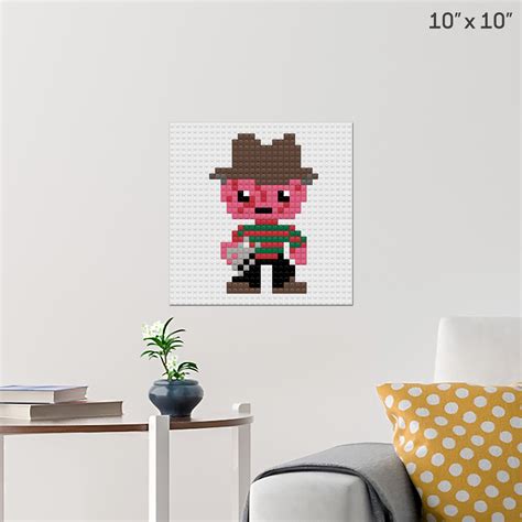 Freddy Krueger Pixel Art Wall Poster - Build Your Own with Bricks! - BRIK