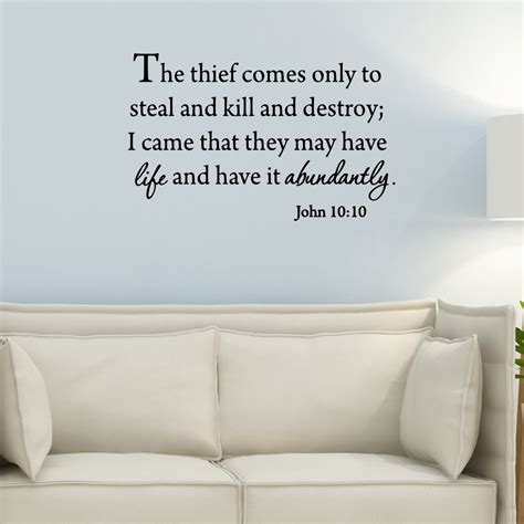 VWAQ The Thief Comes Only To Steal and Kill and Destroy John 10:10 Bible Wall Decal - VWAQ Vinyl ...