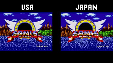 Sonic the Hedgehog (Sega/1991) Title Screen Comparison (US/JP) - YouTube