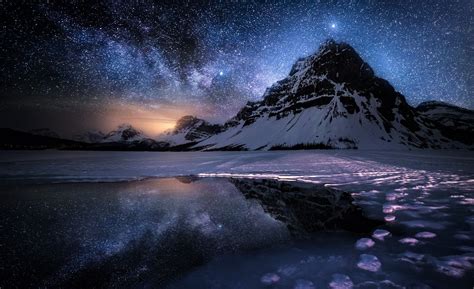 mountain snow dark red winter sky star in 2024 | Landscape photography, Nature images, Landscape