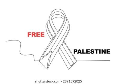 Ribbon Palestinian Solidarity Palestine Solidarity One-line Stock Vector (Royalty Free ...