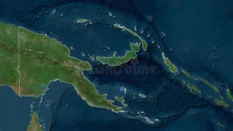 Papua New Guinea Outlined. High-res Satellite Stock Illustration ...